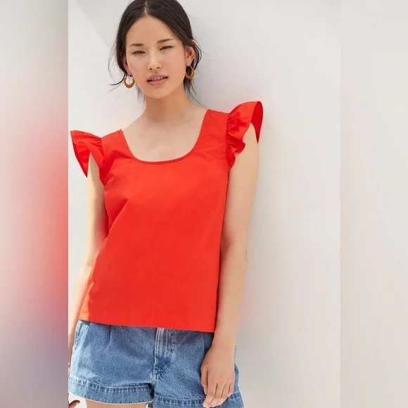 New Women’s Maeve Ruffled Cross-Back Blouse By Anthropologie!!🔥🔥🔥 - Picture 4 of 15